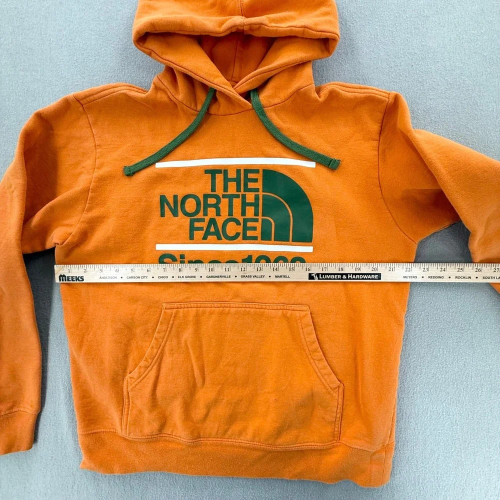 The North Face Orange Oversized Hoodie Pullover Sweatshirt Men